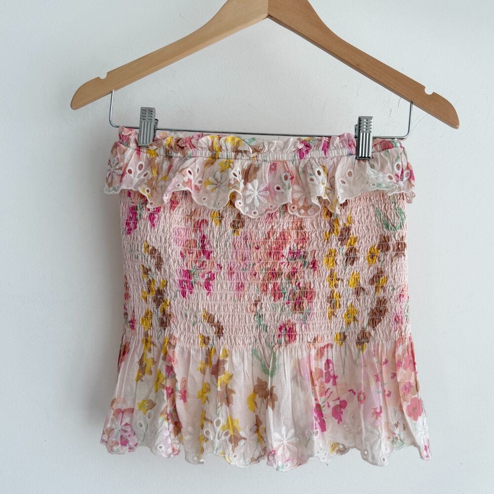 Polo Ralph Lauren Top Small Floral Strapless Smocked Eyelet Coquette Romantic - Picture 5 of 8